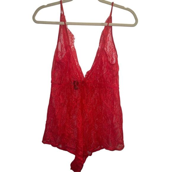✨Victoria Secret Teddy Lace Sexy Red Sz Large Romper✨ - Picture 7 of 9